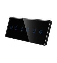 Panou intrerupator dublu+dublu+dublu TOUCH, sticla, negru, Luxion