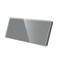 Panou intrerupator dublu+dublu+dublu TOUCH, sticla, gri, Luxion