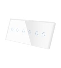 Panou intrerupator dublu+dublu+dublu TOUCH, sticla, alb, Luxion