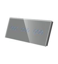 Panou intrerupator triplu+triplu+triplu TOUCH, sticla, gri, Luxion