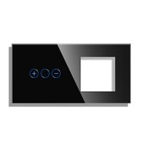 Panou intrerupator cu variator+priza simpla TOUCH, sticla, negru, Luxion
