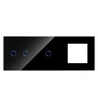 Panou intrerupator dublu+simplu+priza TOUCH, sticla, negru, Luxion