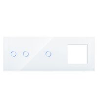 Panou intrerupator dublu+simplu+priza TOUCH, sticla, alb, Luxion