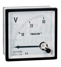 Voltmetru de curent continuu, 0-30VDC, 96x96mm, Tracon, DCVM96-30
