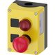 Cutie pentru comanda Siemens, 1 buton, galben/rosu, ciuperca (avarie) cu revenire, 2NI+1ND, AB2, 3SU1802-0NB00-2AB2