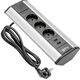 Multipriza 3 posturi GTV, 3x2P+E+2xUSB, de colt, negru/argintiu, 16A