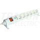 Prelungitor 6 posturi Tracon, 2P+E, intrerupator, protectie la supratensiune, 3 metri, alb, 16A