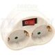 Stecher Tracon, dublu, 2P+E, intrerupator, alb, 16A