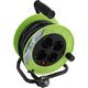 Derulator tambur metalic Tracon, verde/negru, 4 prize, 2P+E, 10 metri, IP20