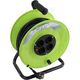 Derulator tambur metalic Tracon, verde/negru, 4 prize, 2P+E, 20 metri, IP20