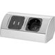 Multipriza 1 post Orno, 2P+E+2xUSB, de colt, argintiu, 16A, 1310