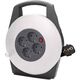 Derulator tambur PVC Orno, alb/negru, 4 prize, 2P+E, 10 metri, intrerupator 