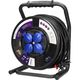 Derulator tambur PVC Orno, negru, 4 prize, 2P+E, HO7RN-F 3X2.5mmp, 40 metri metri, intrerupator ,13157