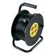 Derulator tambur PVC Wconn, negru, protectie la supraincalzire, 4 prize, 2P+E, 30 metri, intrerupator