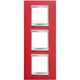 Rama decorativa aparataj unitar Gewiss, verticala, 6 posturi, rosu-gri, Chorus Lux International, GW16227PR