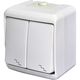 Intrerupator dublu ETI, aplicat, alb, IP44, 004668006