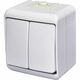 Intrerupator dublu ETI, cu LED, aplicat, alb, IP44, 004668008