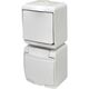 Priza 2P+E ETI, cu capac opac si intrerupator, aplicata, verticala, alb, IP44, 004668025