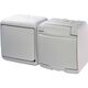 Priza 2P+E ETI, cu capac opac si intrerupator, aplicata, alb, IP44, 004668031