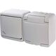 Priza 2P+E ETI, cu capac opac si intrerupator cap scara, aplicata, alb, IP44, 004668035