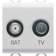 Priza modulara TV-SAT Gewiss, alb, 2M, Chorus