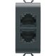 Priza modulara telefon RJ11 cat.3 Gewiss, dubla, negru, 1M, Chorus, GW12403