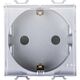 Priza modulara 2P+E Gewiss, titan, cu capac opac, 2M, 16A, Chorus, GW14242