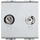 Priza modulara TV-RD Bticino, aluminiu, 2M, Living-Light