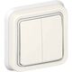 Intrerupator dublu Legrand, cap scara, incastrat, alb, IP55, Plexo, 069855