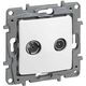 Mecanism priza TV-R  Legrand, de trecere, incastrat, alb, Niloe, 664561