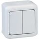 Intrerupator dublu Legrand, cap scara, aplicat, alb, IP44, Forix, 782361