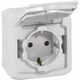 Priza 2P+E Legrand, cu capac, aplicata, gri, IP44, Forix