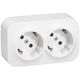 Priza 2P+E Legrand, dubla, aplicata, alb, cu protectie pentru copii, IP20, Forix, 782423