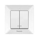 Intrerupator dublu Panasonic, cu LED, incastrat, alb, IP20, Arkedia, P-A2L
