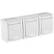 Priza 2P+E Panasonic, tripla cu capac opac, aplicata, alb, IP54, Pacific