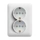 Priza 2P+E Hager, protectie pentru copii, dubla, incastrat, alba, Lumina2