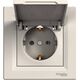 Priza 2P+E Schneider, cu capac opac, incastrata, crem, IP44, Asfora