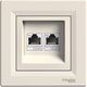 Priza RJ45 Schneider, cat.5e dubla, incastrata, crem, Asfora, EPH4400123
