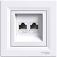 Priza RJ45 UTP, cat.6 dubla, incastrata, alb, Schneider, Asfora, EPH4800121