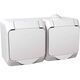 Priza 2P+E Schneider, dubla cu capac opac, aplicata, alb, IP44, Cedar Plus, WDE000523