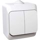 Intrerupator dublu Schneider, aplicat, alb, IP44, Cedar Plus, WDE000550