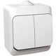 Intrerupator dublu Schneider, cu LED, aplicat, alb, IP44, Cedar Plus, WDE000551