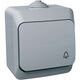 Intrerupator cu revenire Schneider, cu simbol sonerie, aplicat, gri, IP44, Cedar Plus, WDE000612