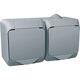 Priza 2P+E Schneider, dubla cu capac opac, aplicata, gri, IP44, Cedar Plus, WDE000623
