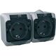 Priza 2P+E Schneider, dubla cu capac transparent, aplicata, gri, IP44, Cedar Plus, WDE000625