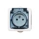 Priza 2P+E XBS, cu capac transparent, aplicat, alb, IP55, Alfa-line