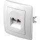 Priza RJ45 KS, cat.5e dubla, incastrata, alb, TEM, Ekonomik, KE39PW