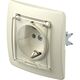 Priza 2P+E TEM, cu capac transparent, incastrata, fildes, IP44, Ekonomik, VE13IT