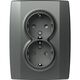 Priza 2P+E TEM, dubla, incastrata, antracit, Logiq, VQ16AT