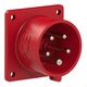 Stecher trifazic PCE, cu inversarea fazelor, IP44, aplicat, 3P+N+E, 16A , 25212-r